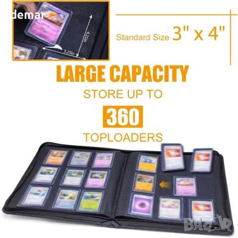 Твърд класьор за картички, за търговски или спортни карти, 360 броя капацитет, снимка 5 - Други ценни предмети - 49907823