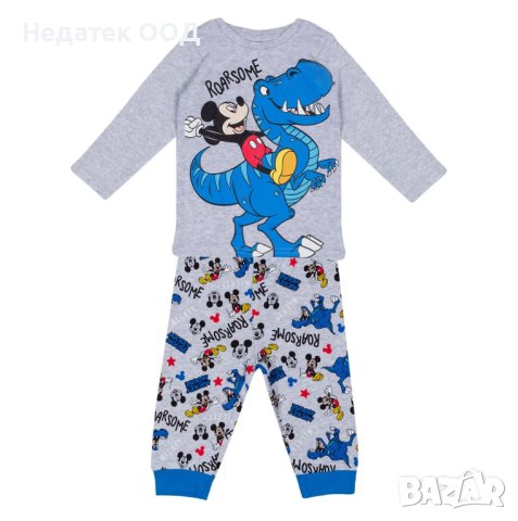 Памучна бебешка пижама, Mikey, 3 - 6 м, Сив, снимка 1 - Бебешки пижами - 41734544