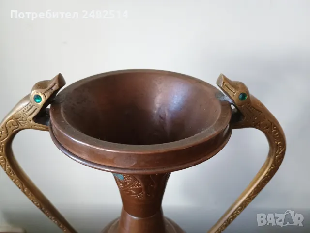 Deposee art deko. Стара медна амфора, ваза , снимка 3 - Антикварни и старинни предмети - 49235006