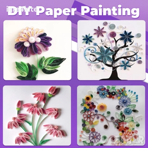 КОМПЛЕКТ ЗА КВИЛИНГ -  „Направи си сам“ - произведения на изкуството върху хартия, снимка 10 - Други - 52516122