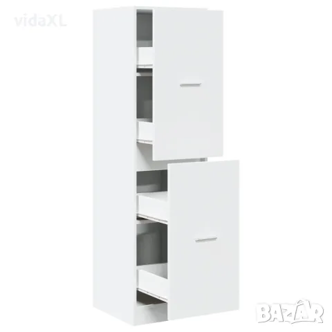 vidaXL Шкаф органайзер, бял, 40x41x144,5 см, инженерно дърво