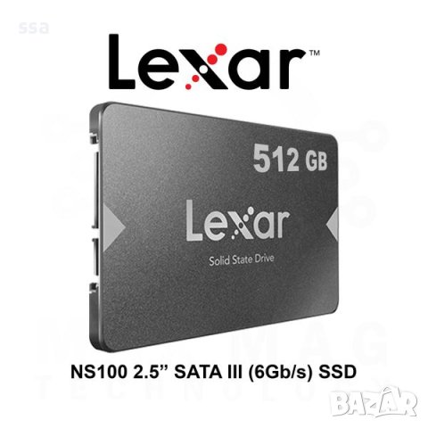 LEXAR NS100 SSD 512GB, 2.5”, SATA (6Gbs), up to - R 550MBs / W 450 MBs - 36 месеца гаранция