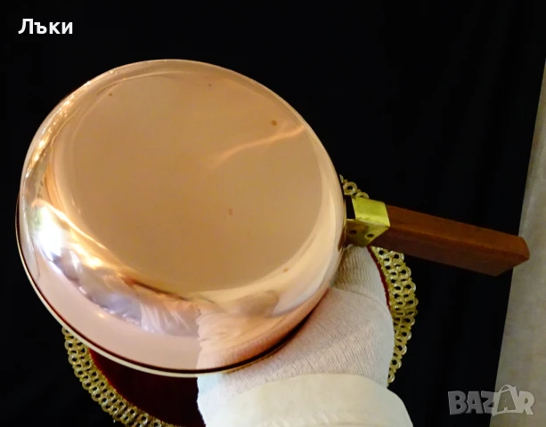 Меден съд за трохи,меден тиган с капак. , снимка 6 - Антикварни и старинни предмети - 50774355