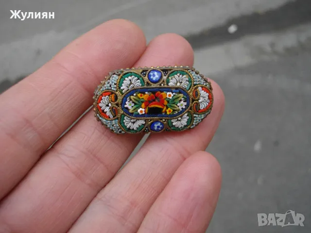 СТАРА БРОШКА ВЕНЕЦИАНСКА МОЗАЙКА , снимка 1