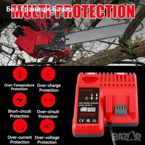 Нов Двоен заряден модул за батерии Milwaukee M12 M18 Li-ion 90W зарядно, снимка 4 - Друга електроника - 53682306
