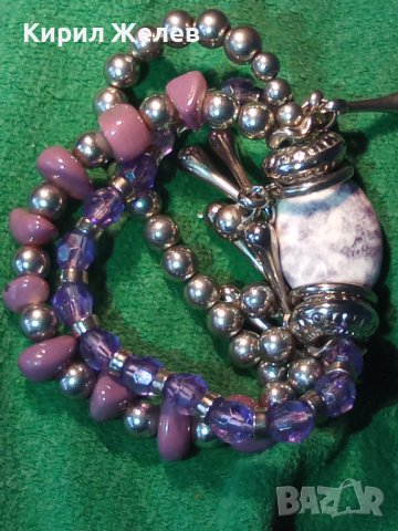 ПРЕКРАСНА ГРИВНА СРЕБРИСТА с ФАСЕТИРАНИ ПОЛУСКЪПОЦЕННИ КАМЪНИ и КРИСТАЛИ 34723