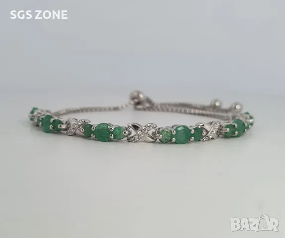 Оригинална и Удобна Гривна от Сребро с Рубини/Изумруди/Сапфири, снимка 8 - Гривни - 49932049