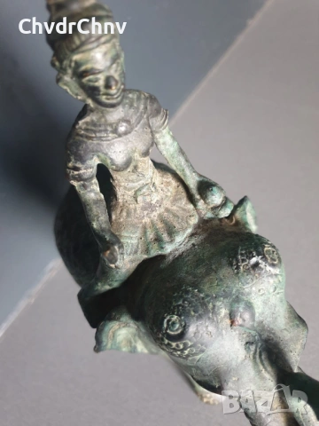 20см-3кг азиатска фигура/тайландска бронзова скулптура/статуетка на войн върху слон, снимка 5 - Статуетки - 53691466