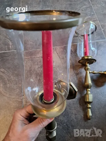 два масивни бронзови свещника за стена 7/2, снимка 9 - Декорация за дома - 49778938