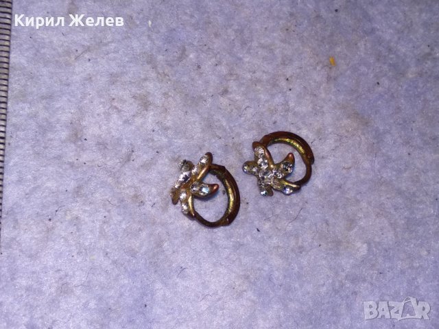 СТАРИ МЕДНИ с ПОЗЛАТА и ФАСЕТИРАНИ БЛЕСТЯЩИ КРИСТАЛЧЕТА ЗВЕЗДОВИДНИ РЕТРО ОБЕЧКИ 37390, снимка 6 - Обеци - 41483901