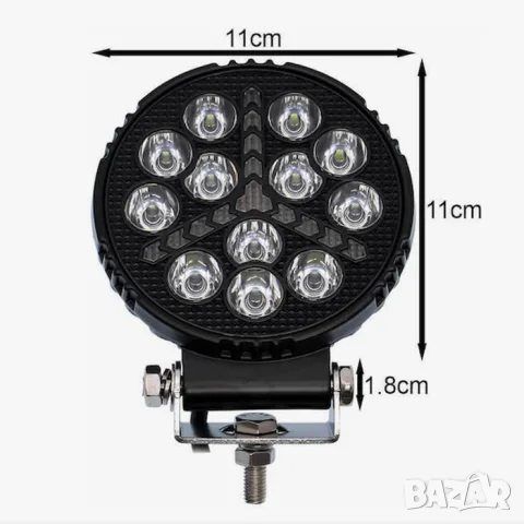 Кръгъл LED халоген 19 W с 12 диода, снимка 3 - Аксесоари и консумативи - 55864114