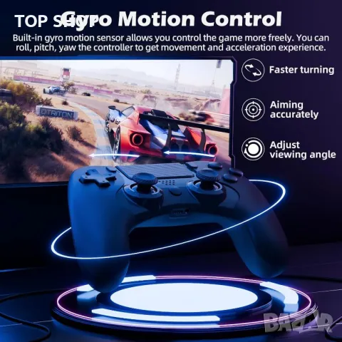 Контролер Clevo за PS4, безжичен контролер за игри, съвместим с P4, P4 Slim,P4 Pro с двойна вибрация, снимка 6 - Аксесоари - 49785472