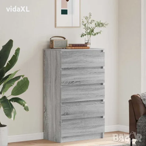 vidaXL Скрин с чекмеджета, сив сонома, 60x36x103 см, инженерно дърво, снимка 3 - Бюфети - 56147989
