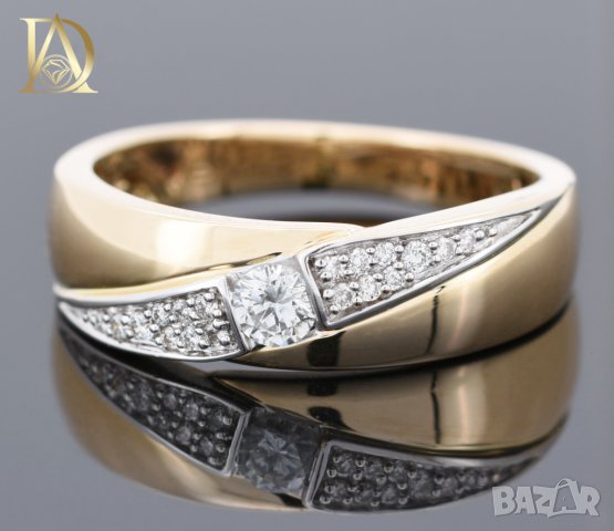 Нов Златен Пръстен с 0.25кт Естествени Брилянти , снимка 2 - Пръстени - 40090438