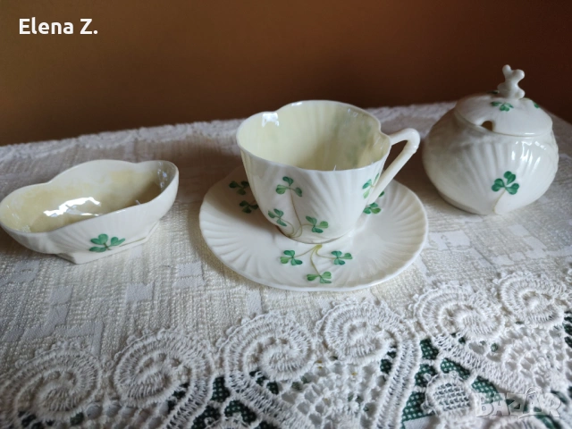 Комплект ръчно изработени съдове Belleek Ирландия - 3, снимка 11 - Декорация за дома - 53656486