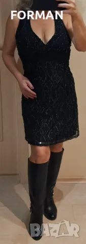 Черна рокля с отворен гръб цялата в пайети, снимка 2 - Рокли - 48121660