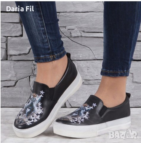 -20% Черни ежедневни равни обувки, снимка 2 - Дамски ежедневни обувки - 40880490