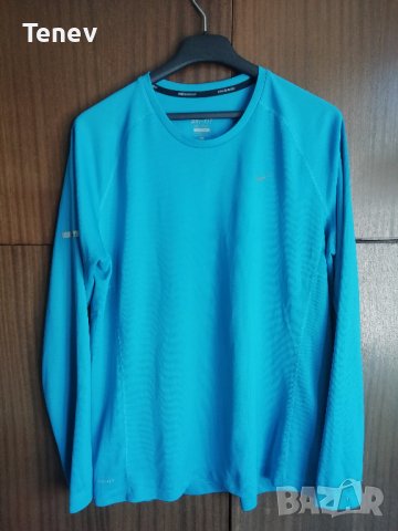 Nike Miler Dri-Fit оригинална тениска фланелка дълъг ръкав синя мъжка размер L блуза