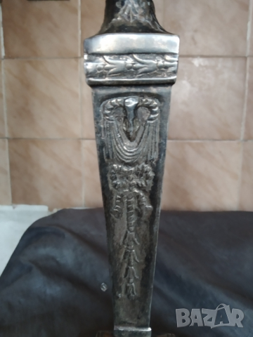 посребрен метален свещник арт деко, снимка 4 - Антикварни и старинни предмети - 36236782