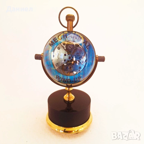 Настолен часовник механичен бронзов с ретро дизайн, снимка 4 - Колекции - 47087369