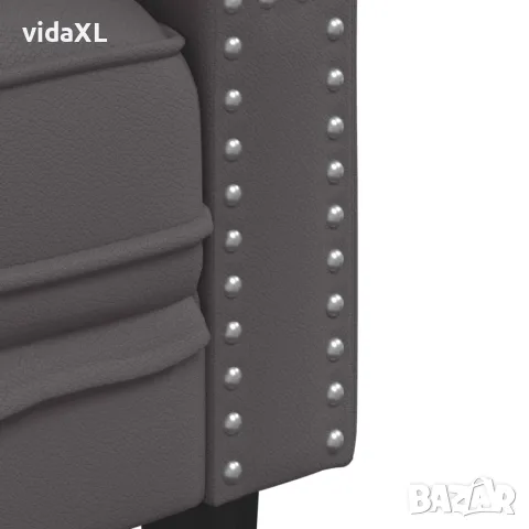 vidaXL Диван Chesterfield с 3 седящи места, сив, kunstnahast, снимка 7 - Дивани и мека мебел - 56147444