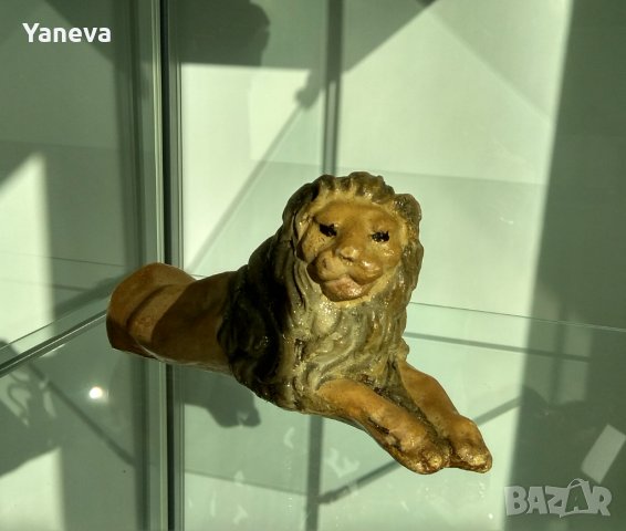 Стара , българска статуетка на лъв .Размер 20 см.Малки фигурки на животни от стрелбище . , снимка 10 - Статуетки - 42001586