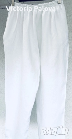Бял панталон лен100% Италия, снимка 3 - Панталони - 51462914