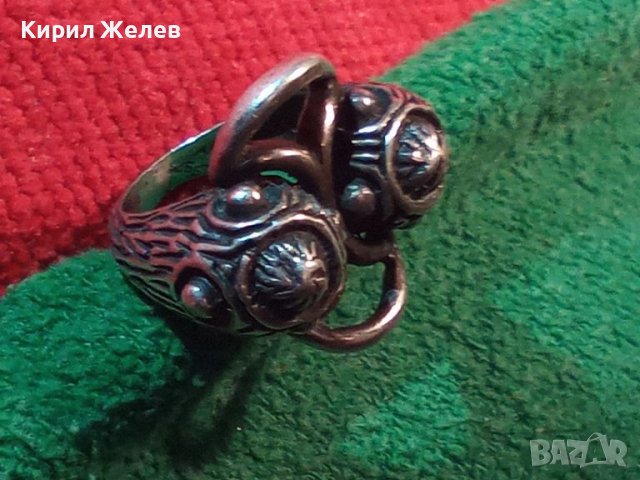 СТАР СРЕБЪРЕН ПРЪСТЕН ЛАКИРАНО СРЕБРО с ОКСИДАЦИЯ ХУДОЖЕСТВЕНА МАЙСТОРСКА ИЗРАБОТКА 44802, снимка 5 - Пръстени - 45955436