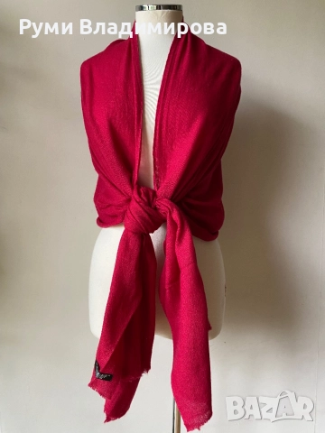 Червен шал от кашмир, коприна, пашмина/ различни видове, снимка 2 - Шалове - 52202180