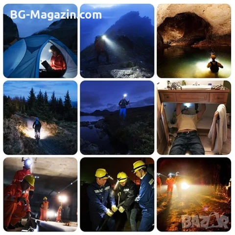 Презареждащ се LED челник за глава със сензор лед фенер за риболов бягане каска къмпинг палатка, снимка 10 - Къмпинг осветление - 50938410