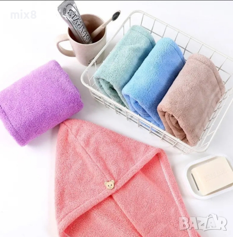 Микрофибърна кърпа за глава, снимка 3 - Хавлиени кърпи - 44733167