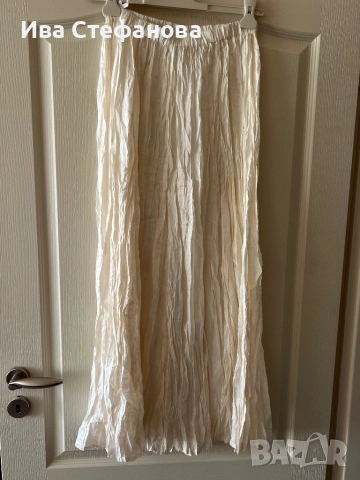 Нова елегантна дълга бяла екрю плисирана плисе пола 