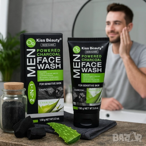 Дълбокопочистващ гел за лице с алое и черен въглен за мъже – Срещу омазняване, черни точки и раздраз, снимка 7 - Други - 51968967