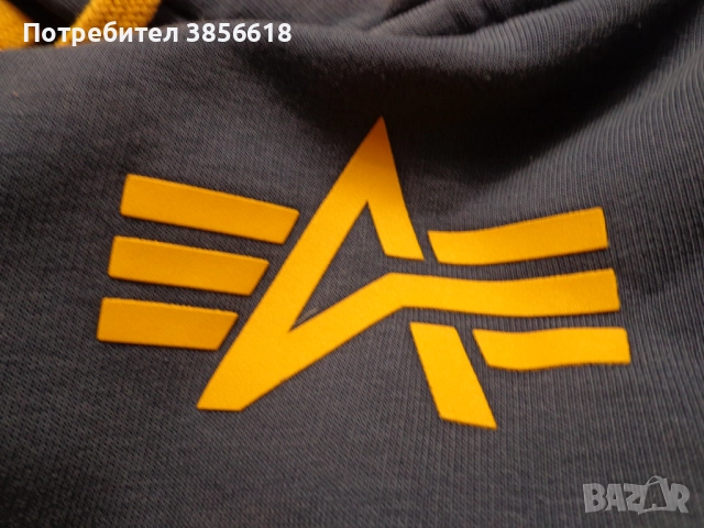 Alpha Industries мъжки син суичър с качулка размер S , снимка 12 - Спортни дрехи, екипи - 51474587
