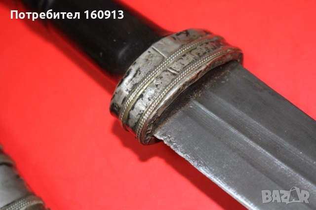 Османска кама Ханджар сребърна кания със златни орнаменти., снимка 8 - Антикварни и старинни предмети - 51485940