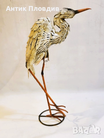Метална декоративна чапла за градина, снимка 4 - Декорация за дома - 52736945