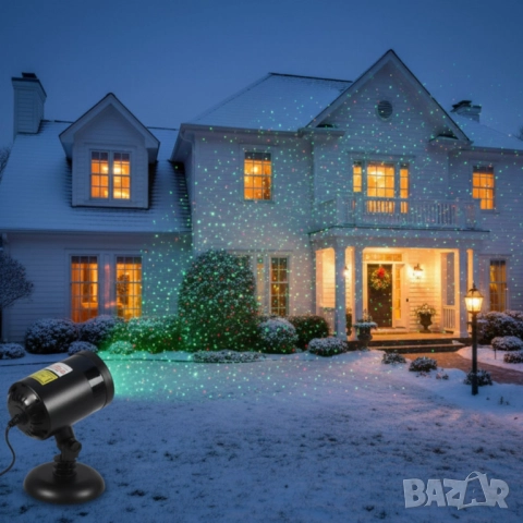 Лазерен прожектор за двор и фасада с 9 режима на светлина