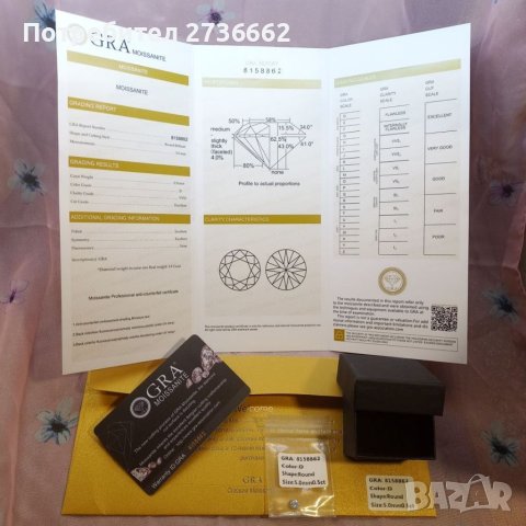 Мойсанит Диамант 5мм 0.5 карата , снимка 10 - Други - 40435706