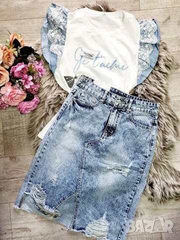 Дънкова пола, снимка 2 - Поли - 50605102