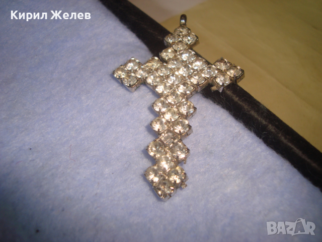 БЛЕСТЯЩ КРИСТАЛЕН СРЕБРИСТ АРТ КРЪСТ 22941, снимка 3 - Колиета, медальони, синджири - 36251598