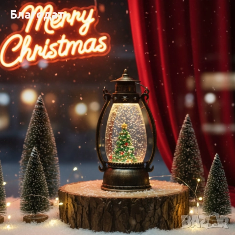 Ретро LED коледен фенер с падащ сняг – магическа светлина и празничен уют, снимка 3 - Декорация за дома - 52495388
