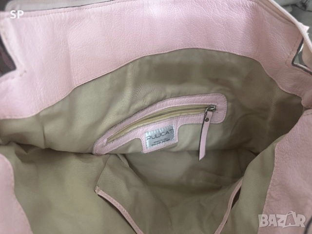 Чанта естествена кожа цвят пудра, снимка 4 - Чанти - 52920378