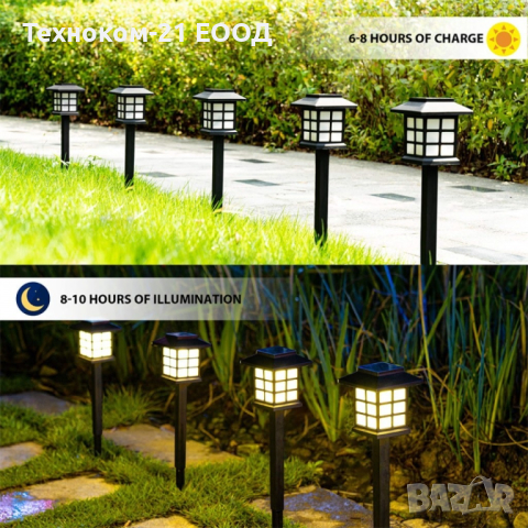 LED соларни лампи за двор и градина к-т от 6 бр., снимка 2 - Соларни лампи - 44624456