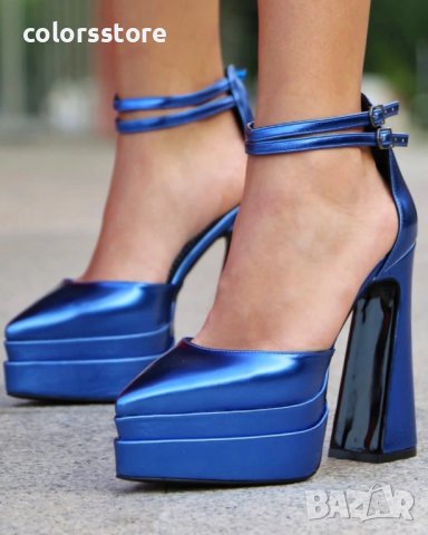Сандали на ток - синя кожа - VTK2(3), снимка 2 - Сандали - 41565540