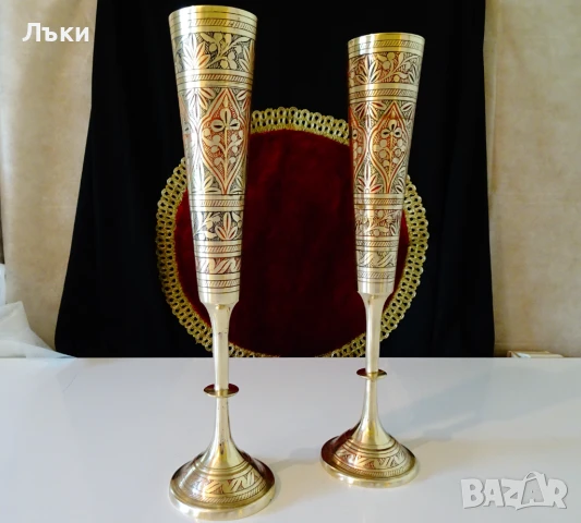 Бронзов бокал,чаша за вино 30 см.,350 мл.,клетъчен емайл. , снимка 6 - Антикварни и старинни предмети - 50689419