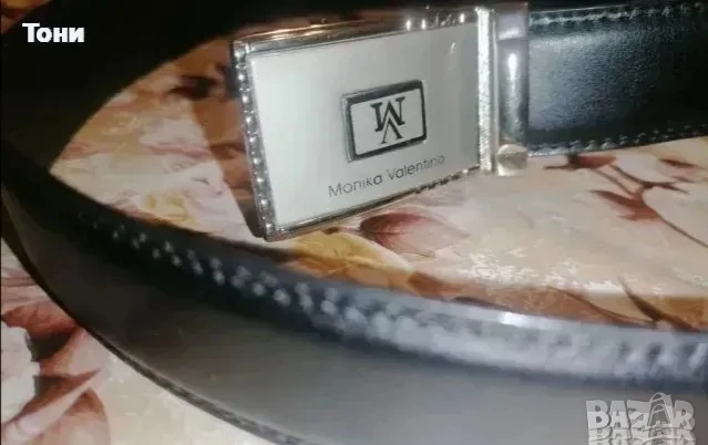 MONIKA VALENTINO Оригинал Италиански Дамски Автоматичен Колан от Естествена Кожа Нов 120см. , снимка 3 - Колани - 50914923