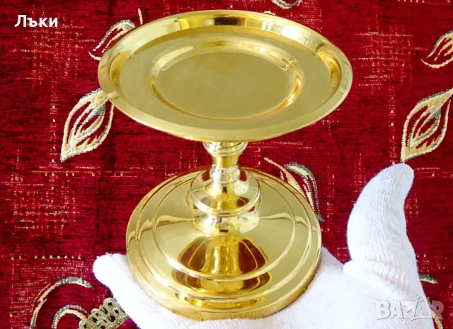 Позлатен свещник PartyLite,24k Gold. , снимка 3 - Антикварни и старинни предмети - 56348721