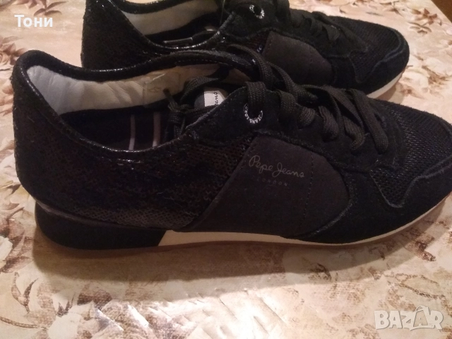 PEPE JEANS LONDON Оригинал Нови Дамски Маратонки Изцяло от Натурален Велур 39, снимка 2 - Маратонки - 52667840