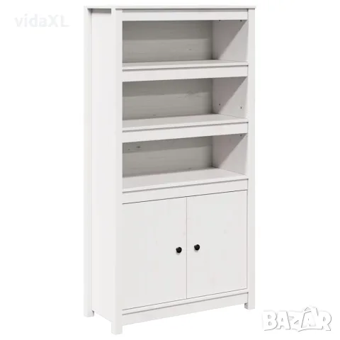 vidaXL Висок шкаф, бял, 80x35x154 см, борово дърво масив, снимка 1 - Бюфети - 56147941