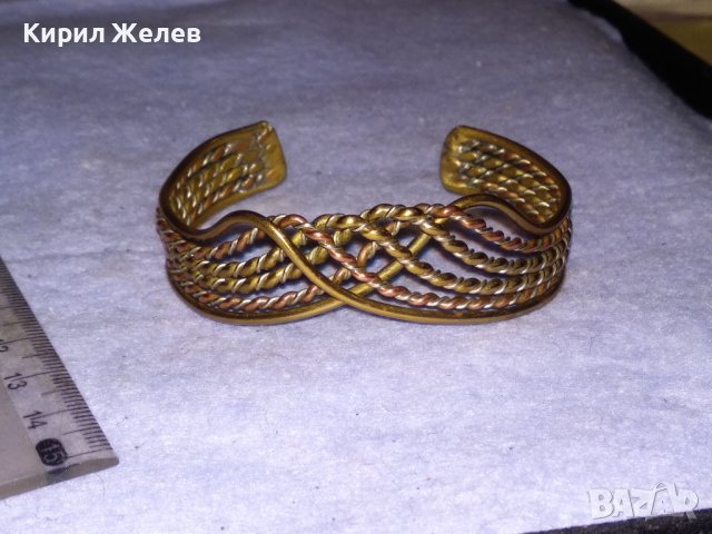 СТАРА АЖУРНА РЕГУЛИРУЕМА МЕДНО - БРОНЗОВА МАЙСТОРСКИ РЪЧНО ИЗРАБОТЕНА ГРИВНА 10388, снимка 9 - Антикварни и старинни предмети - 41281250